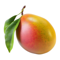 ai gegenereerd 3d renderen van een mango met bladeren Aan transparant achtergrond - ai gegenereerd png