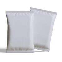 Pouch packaging white color, realistic 3D illustration photo