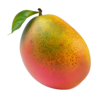 ai genererad 3d tolkning av en mango med löv på transparent bakgrund - ai genererad png