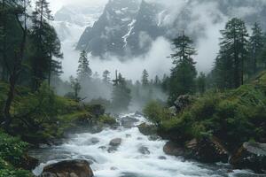 ai generado hermosa naturaleza montaña paisaje profesional fotografía foto