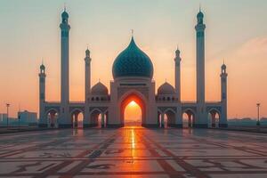 ai generado antecedentes concepto saludo tarjeta con tema relacionado a el Ramadán o eid fitr Mubarak foto