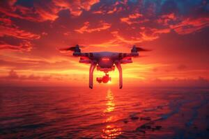 AI generated drone flying in the sky professional photography photo