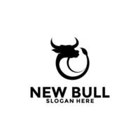 circle bull head logo design inspiration, bull logo vector template