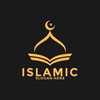 Luxury Muslim Learn logo, Islam learning logo template, Vector illustration