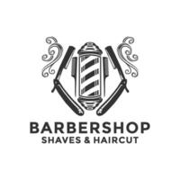 Barbershop vintage Logo template on isolated white background vector
