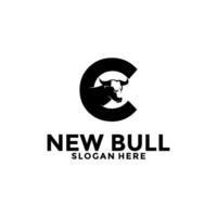 toro búfalo cuerno cabeza con letra C vector logo , toro logo diseño modelo