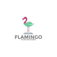 flamenco pájaro y salir logo concepto, elegante flamenco logo vector modelo