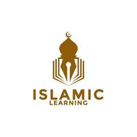 musulmán aprender logo, islam aprendizaje logo plantilla, islámico medios de comunicación vector ilustración