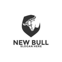 Creative Shield Bull Buffalo Horn Head Vector Logo , Bull Logo design template