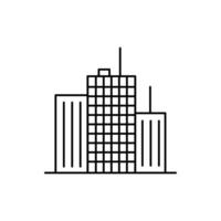 rascacielos edificios firmar negro Delgado línea icono. vector