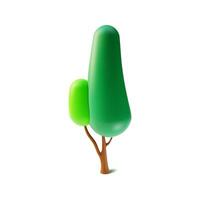 3d Green Tree Cartoon Style. Vector