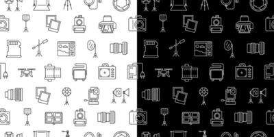 Photo and Photography Studio Seamless Pattern Background Set. Vector