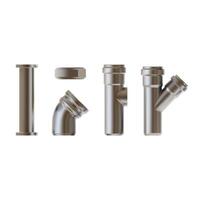 Realistic Detailed 3d Different Steel Metallic Pipes Set. Vector