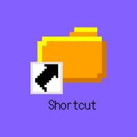 Cartoon Color Pixel Art Directory Folder Shortcut. Vector