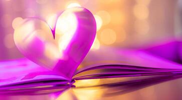 de cerca amor san valentin día diseño. Perfecto corazón forma libro paginas romántico. Clásico estilo Copiar espacio texto luces reflexiones hermosa febrero enamorado día artístico antecedentes. Pareja aniversario foto