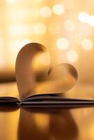 de cerca amor san valentin día diseño. Perfecto corazón forma libro paginas romántico. Clásico estilo Copiar espacio texto luces reflexiones hermosa febrero enamorado día artístico antecedentes. Pareja aniversario foto