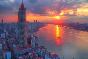 AI generated Spectacular aerial view from a drone professional photography photo