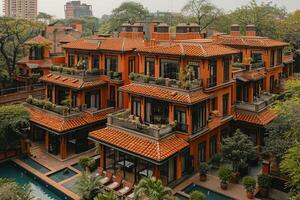 AI generated Spectacular aerial view from a drone professional photography photo