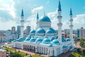 AI generated beautiful mosque against a pure serene and divine atmosphere professional photography photo