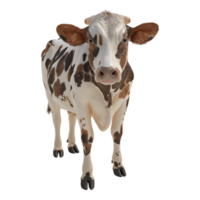 ai generado 3d representación de un vaca en transparente antecedentes - ai generado png