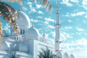 AI generated beautiful mosque against a pure serene and divine atmosphere professional photography photo