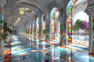 AI generated beautiful mosque against a pure serene and divine atmosphere professional photography photo