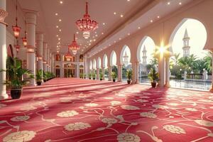 AI generated beautiful mosque against a pure serene and divine atmosphere professional photography photo