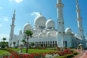 AI generated beautiful mosque against a pure serene and divine atmosphere professional photography photo