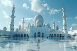 ai generado hermosa mezquita en contra un puro sereno y adivinar atmósfera profesional fotografía foto