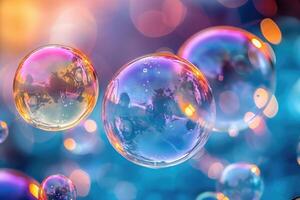 AI generated Abstract water bubbles colorful background design images photo