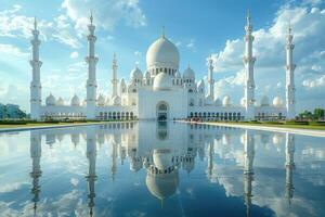 AI generated beautiful mosque against a pure serene and divine atmosphere professional photography photo