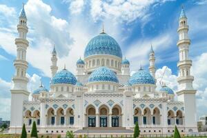 AI generated beautiful mosque against a pure serene and divine atmosphere professional photography photo