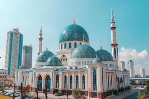 AI generated beautiful mosque against a pure serene and divine atmosphere professional photography photo