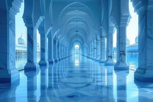 AI generated beautiful mosque against a pure serene and divine atmosphere professional photography photo