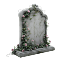 AI generated Stone With Flowers on It for Grave on Transparent background - Ai Generated png