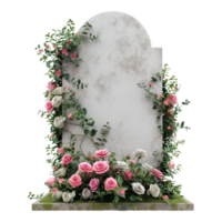 AI generated Stone With Flowers on It for Grave on Transparent background - Ai Generated png