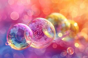 AI generated Abstract water bubbles colorful background design images photo