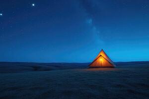 AI generated Camping freedom in the nature and having fun with spring wild flowers view photo