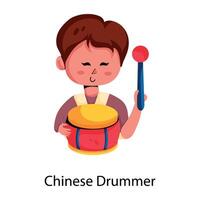 Trendy Chinese Drummer vector