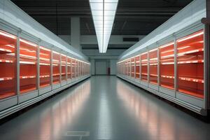 AI generated empty supermarket aisle photo