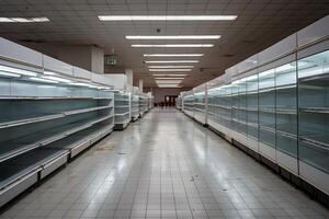 AI generated empty supermarket aisle photo