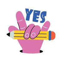 Trendy Holding Pencil vector