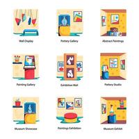 Bundle of Art Exhibition Flat Icons vector