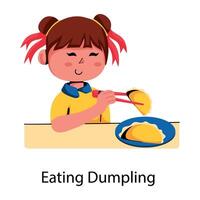 Trendy Eating Dumpling vector