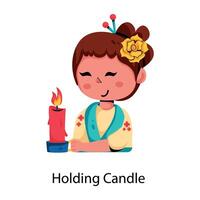 Trendy Holding Candle vector