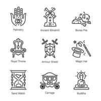 Bundle of Ancient Relics Linear Icons vector