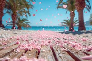 ai generado corazón conformado papel picado que cae desde un brillante azul cielo profesional fotografía antecedentes foto