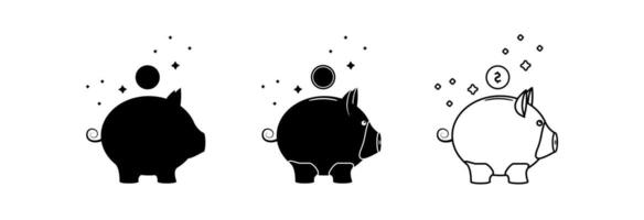 Piggy bank icon with a coin. vector