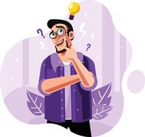 A curious man and find idea vector