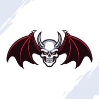 White Skull with Wings Hell Creature Mascot vector